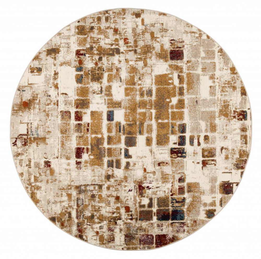 8' Natural Round Abstract Area Rug - Homeroots - Flyclothing LLC