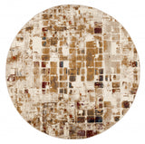 8' Natural Round Abstract Area Rug - Homeroots