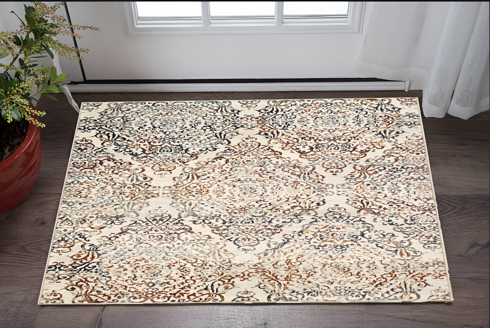 3' X 5' Ivory Oriental Area Rug - Homeroots