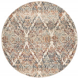 8' Ivory Round Oriental Area Rug