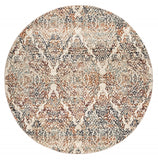 8' Ivory Round Oriental Area Rug
