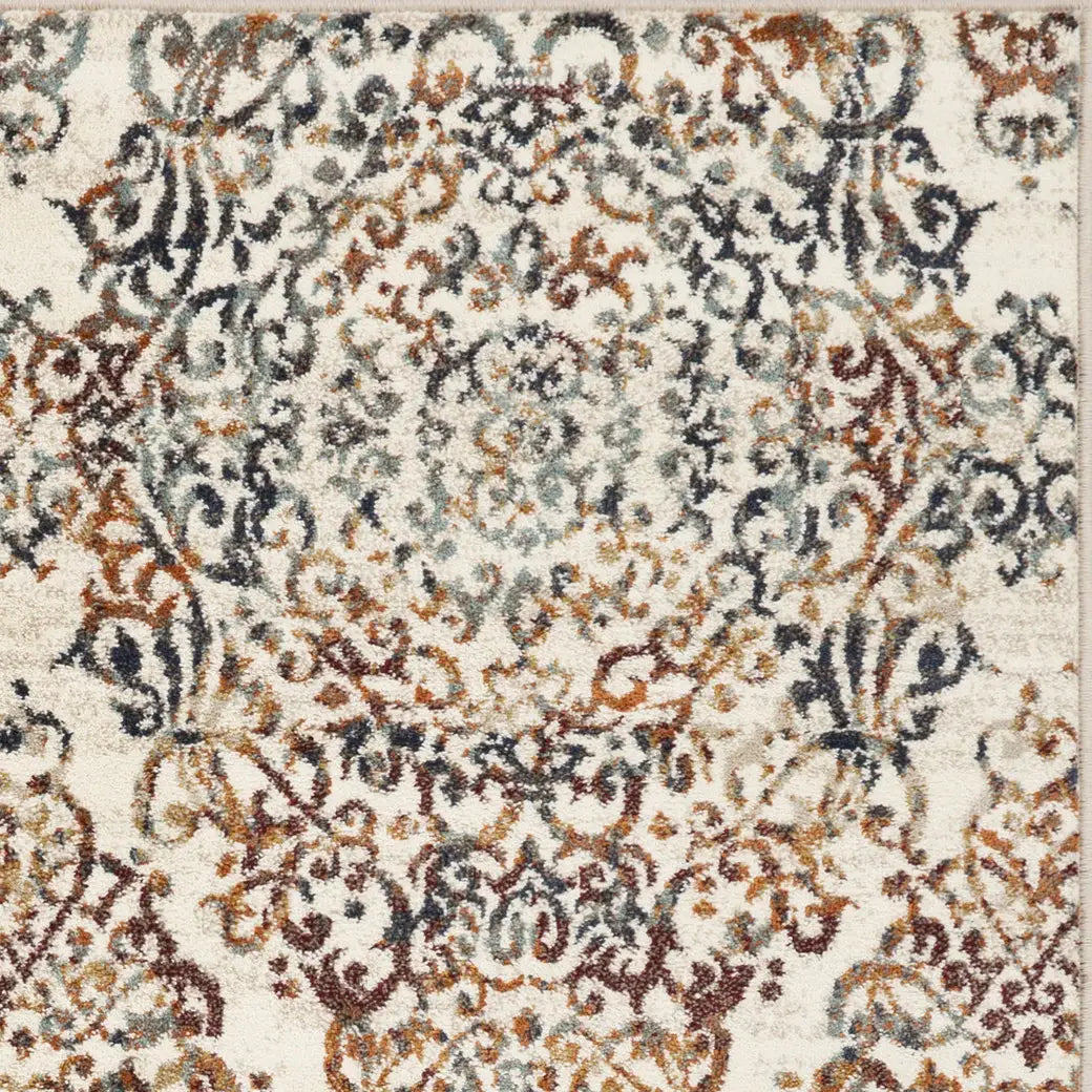 8' Ivory Round Oriental Area Rug - Homeroots - Flyclothing LLC