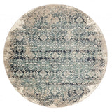8' Ivory and Blue Round Oriental Area Rug - Homeroots - Flyclothing LLC