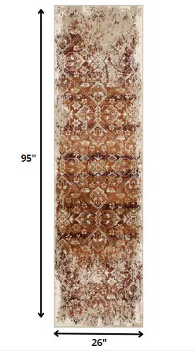 8' Runner Rust Oriental Runner Rug - Homeroots - Flyclothing LLC