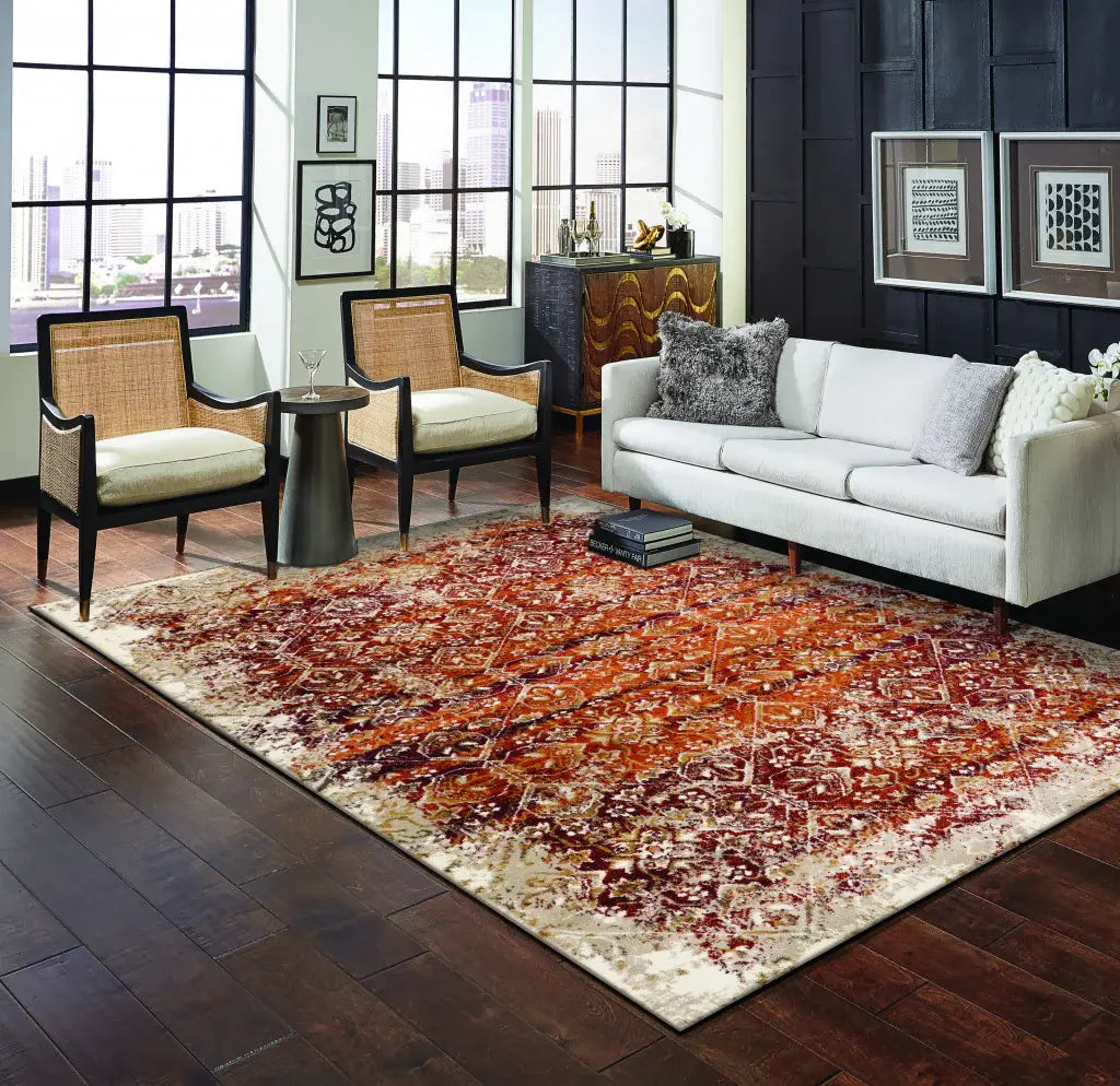 3' X 5' Rust Oriental Area Rug - Homeroots - Flyclothing LLC