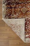 8' Rust Round Oriental Area Rug - Homeroots