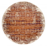 8' Rust Round Oriental Area Rug - Homeroots