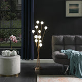 46" Antiqued Gold Eleven Light LED Metal Floor Lamp - Homeroots - Flyclothing LLC