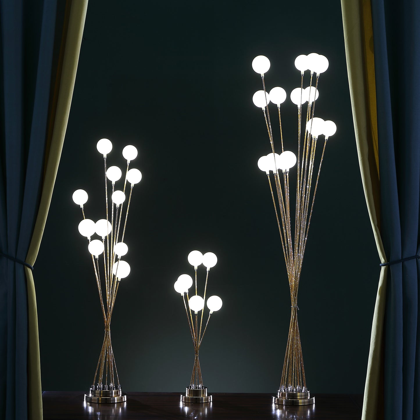 46" Antiqued Gold Eleven Light LED Metal Floor Lamp - Homeroots - Flyclothing LLC