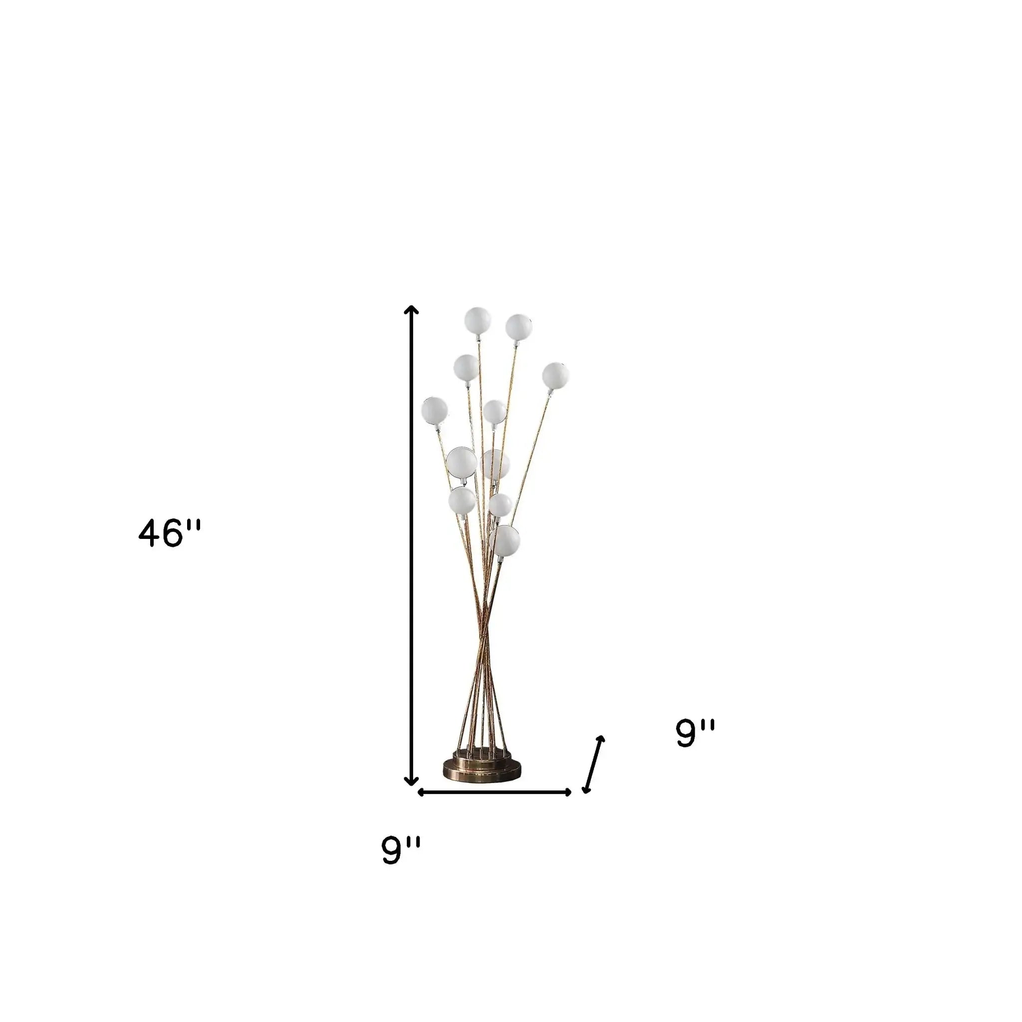 46" Antiqued Gold Eleven Light LED Metal Floor Lamp - Homeroots - Flyclothing LLC