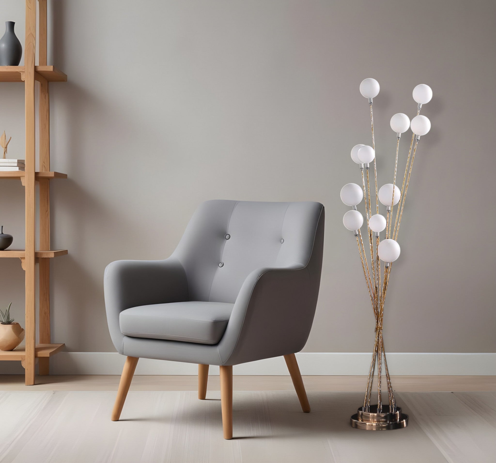 46" Antiqued Gold Eleven Light LED Metal Floor Lamp - Homeroots - Flyclothing LLC