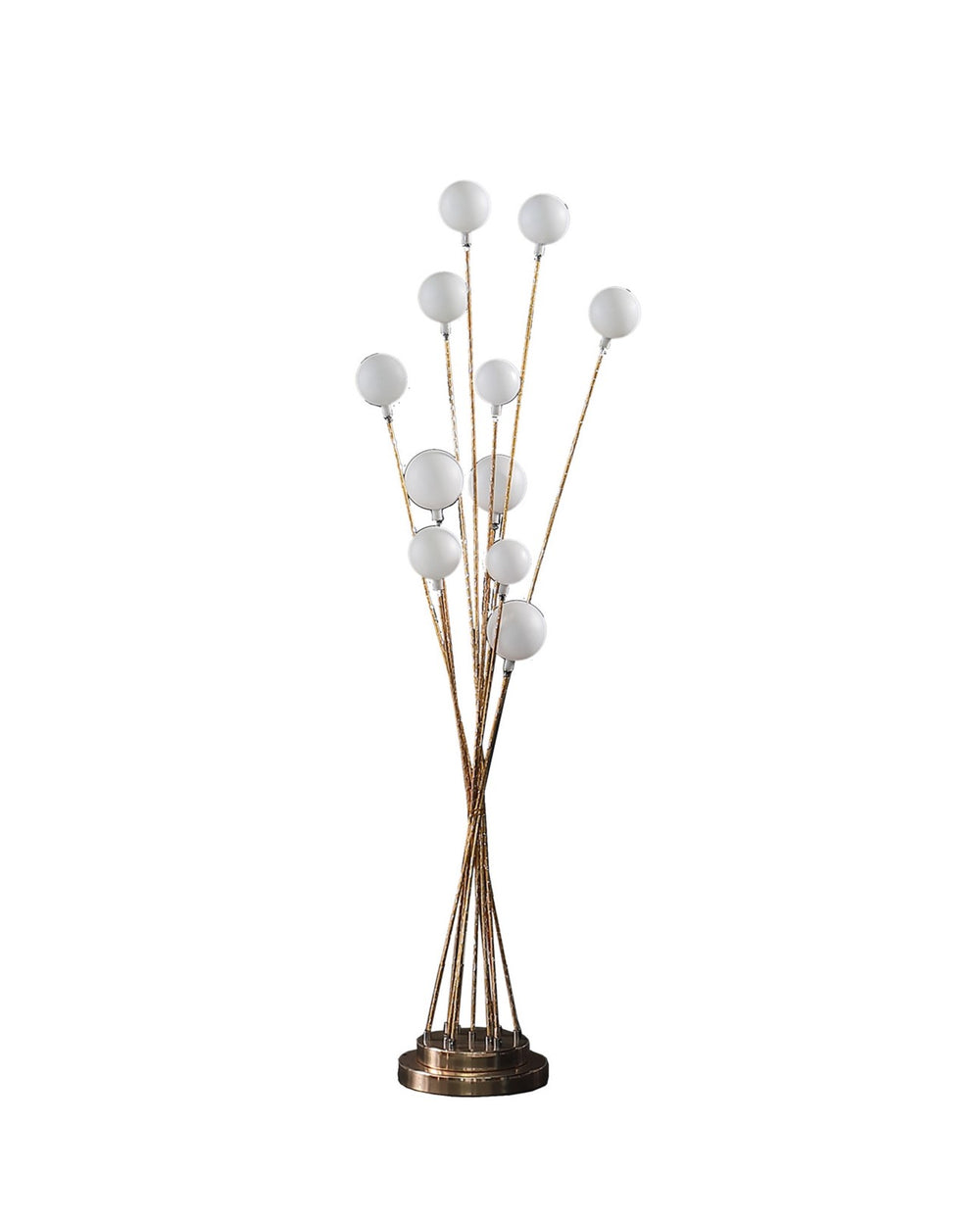 46" Antiqued Gold Eleven Light LED Metal Floor Lamp - Homeroots - Flyclothing LLC