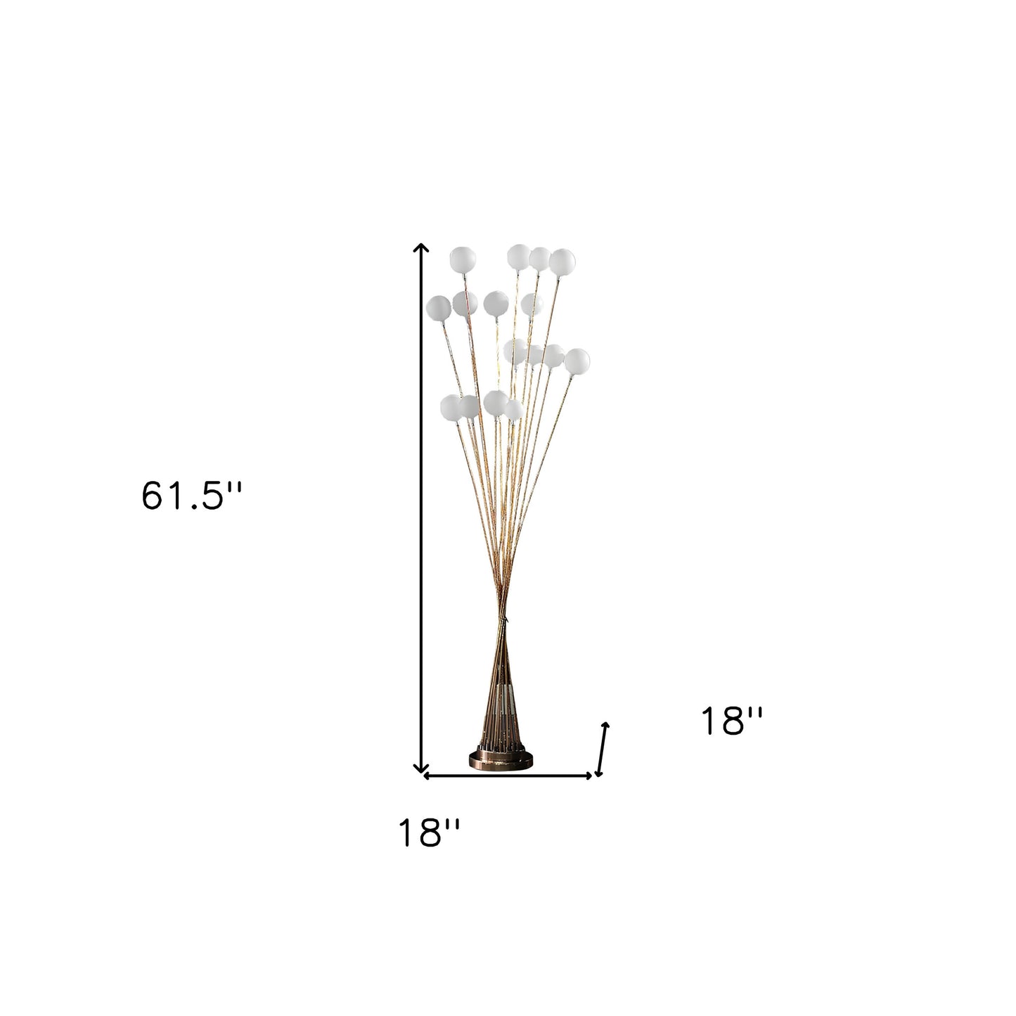 62" Golden Chrome Contemporary Multi Light LED Floor Lamp - Homeroots - Flyclothing LLC