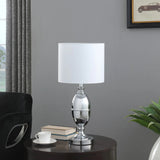 25" Silver Metal Urn Table Lamp With White Drum Shade - Homeroots - Flyclothing LLC