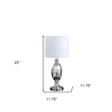 25" Silver Metal Urn Table Lamp With White Drum Shade - Homeroots - Flyclothing LLC