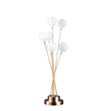 28" Yellow Gold Six Light Globe Desk or Table Lamp - Homeroots