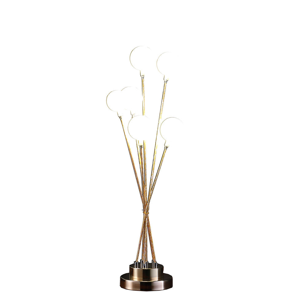 28" Yellow Gold Six Light Globe Desk or Table Lamp - Homeroots