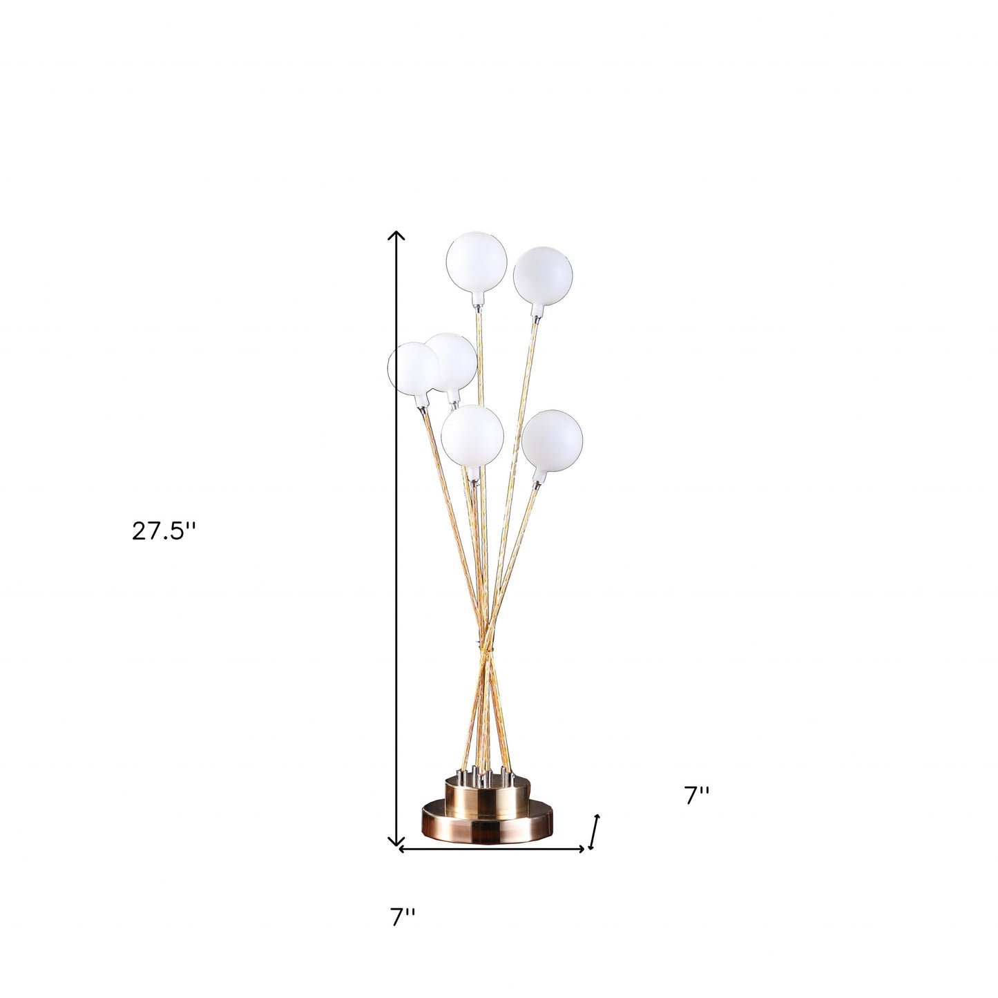 28" Yellow Gold Six Light Globe Desk or Table Lamp - Homeroots - Flyclothing LLC