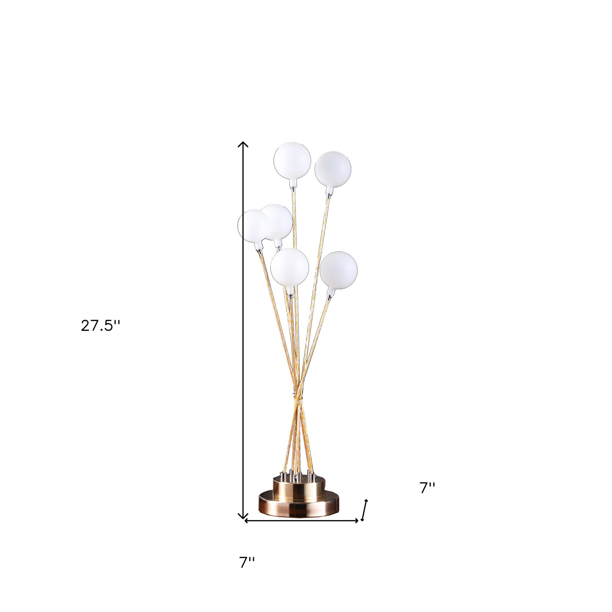28" Yellow Gold Six Light Globe Desk or Table Lamp - Homeroots - Flyclothing LLC