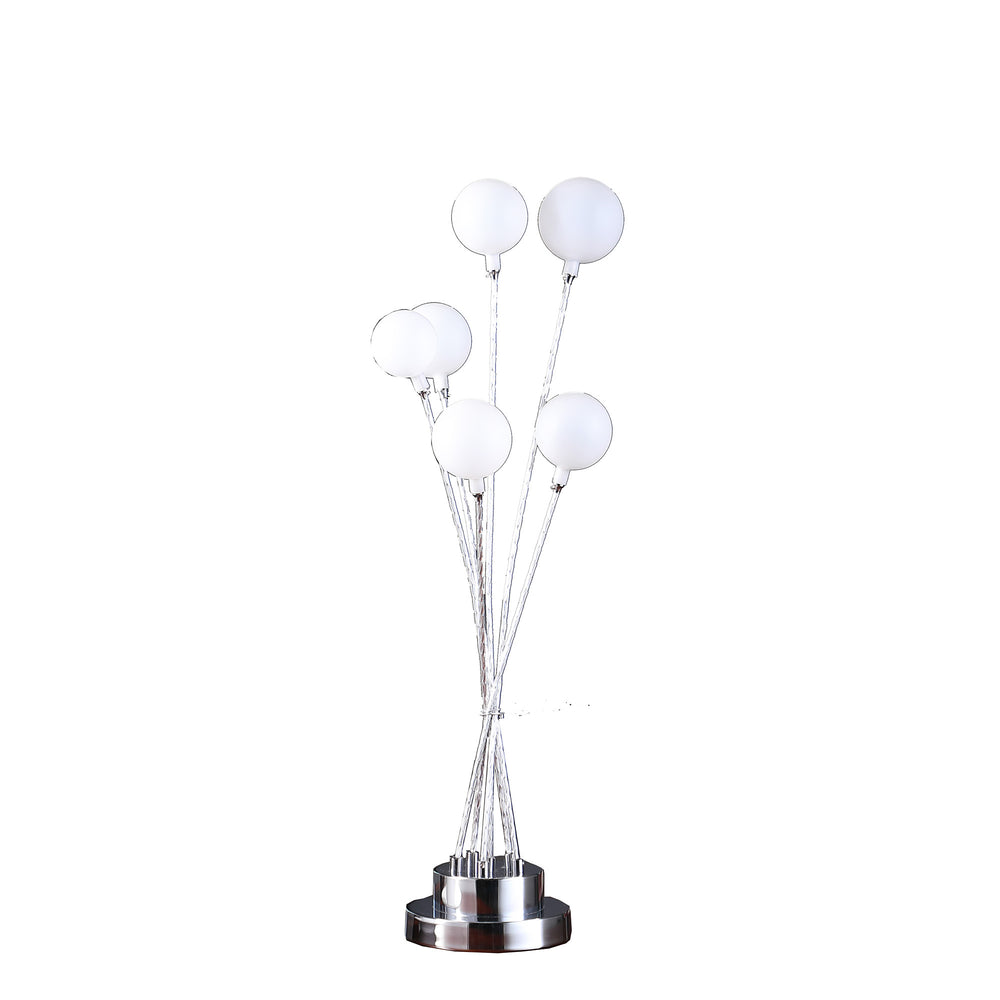 28" Silver Chrome Six Light Globe Desk or Table Lamp - Homeroots