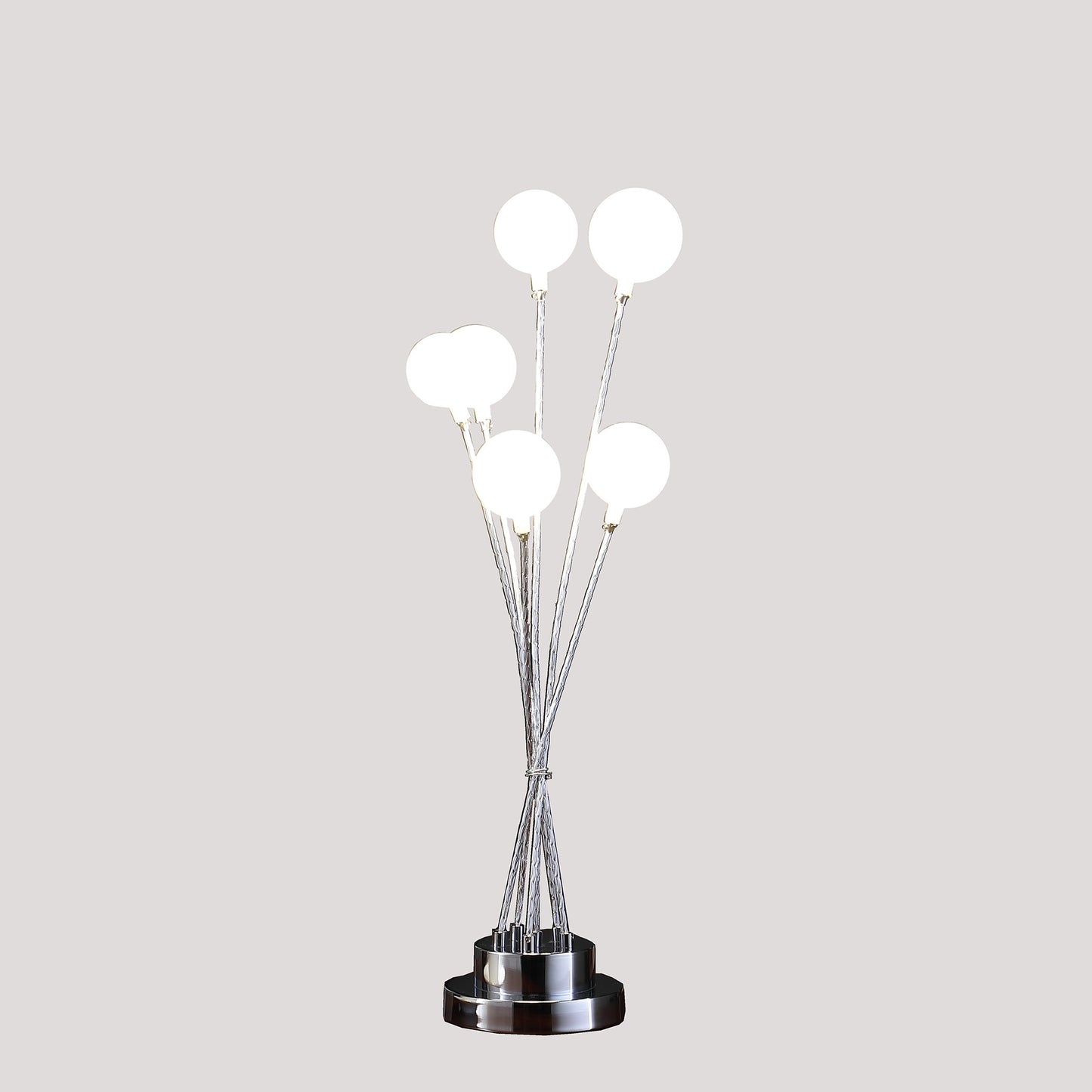 28" Silver Chrome Six Light Globe Desk or Table Lamp - Homeroots - Flyclothing LLC