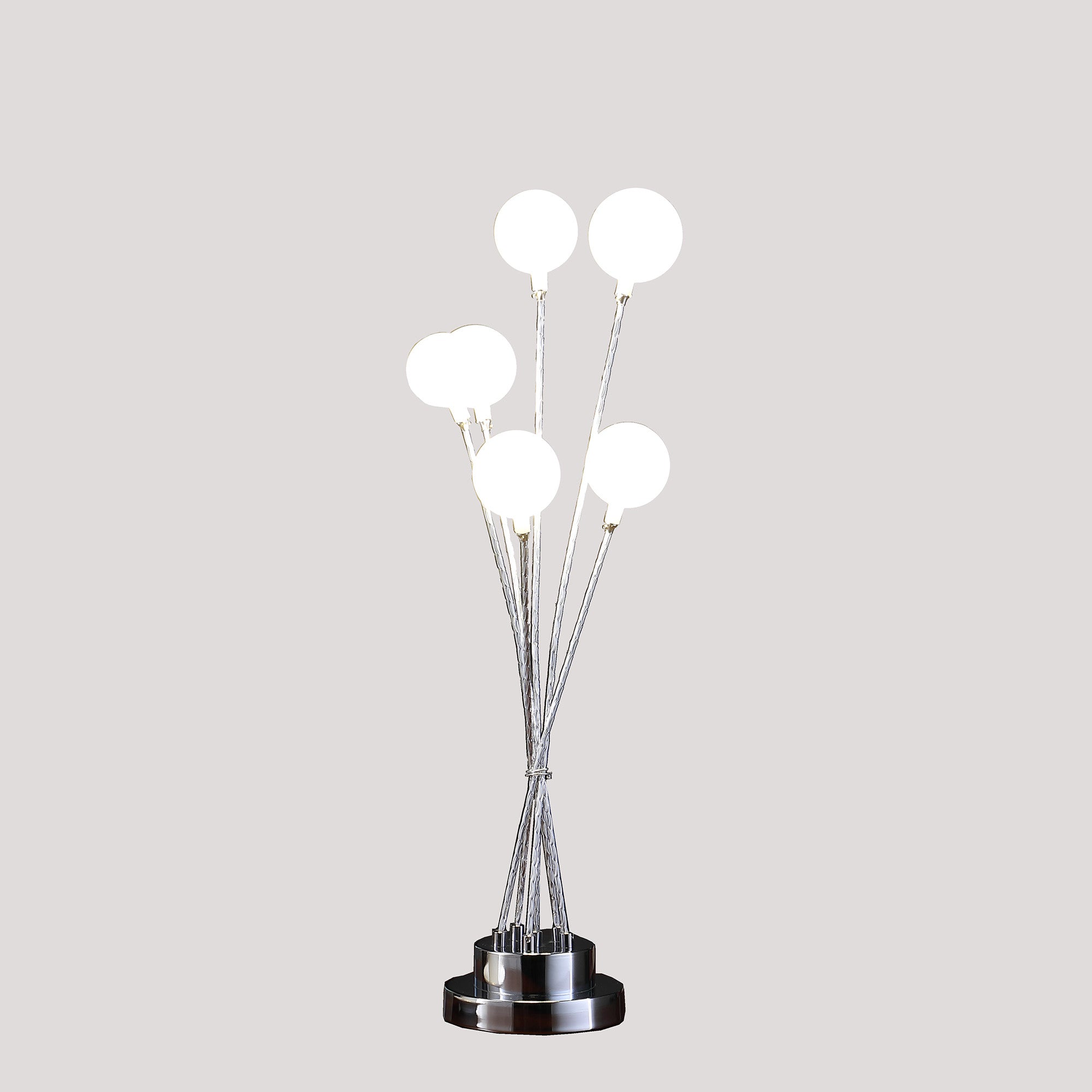 28" Silver Chrome Six Light Globe Desk or Table Lamp - Homeroots - Flyclothing LLC