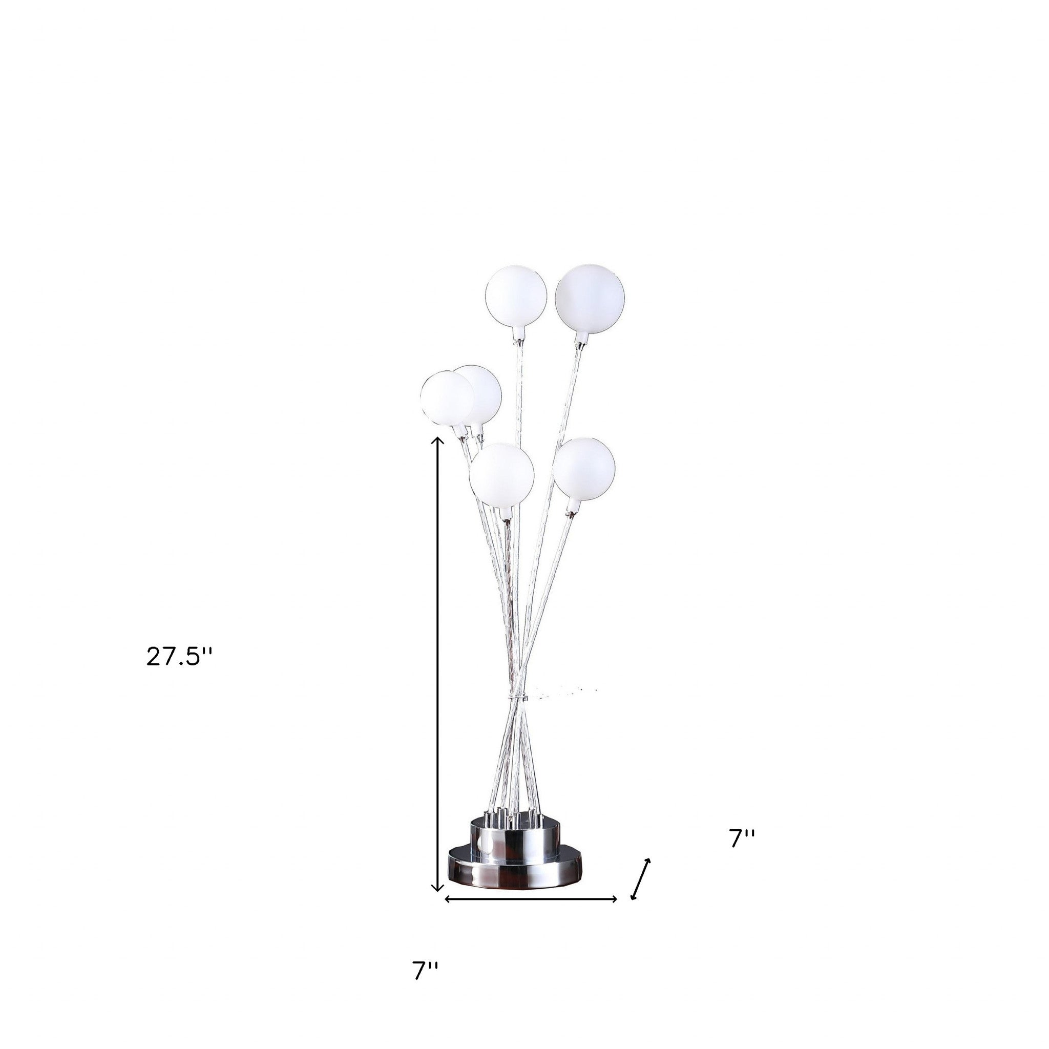 28" Silver Chrome Six Light Globe Desk or Table Lamp - Homeroots - Flyclothing LLC