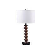 28" Dark Cherry Polyresin Indents Table Lamp With White Shade - Homeroots - Flyclothing LLC