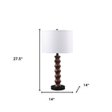 28" Dark Cherry Polyresin Indents Table Lamp With White Shade - Homeroots - Flyclothing LLC
