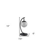 14" Matte Black Metal Arched Hanging Orb USB Table Lamp - Homeroots - Flyclothing LLC