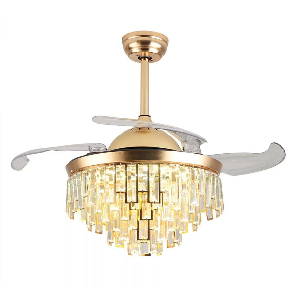 Luxurious Gold Crystal Chandelier Ceiling Fan - Homeroots - Flyclothing LLC