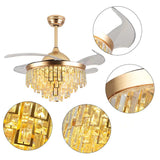 Luxurious Gold Crystal Chandelier Ceiling Fan - Homeroots - Flyclothing LLC