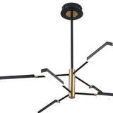 Asymmetric Black and Gold Six Light Ceiling Light - Homeroots