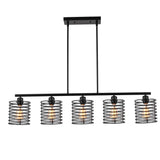 Industrial Black Cage Five Light Metal Pendant Chandelier