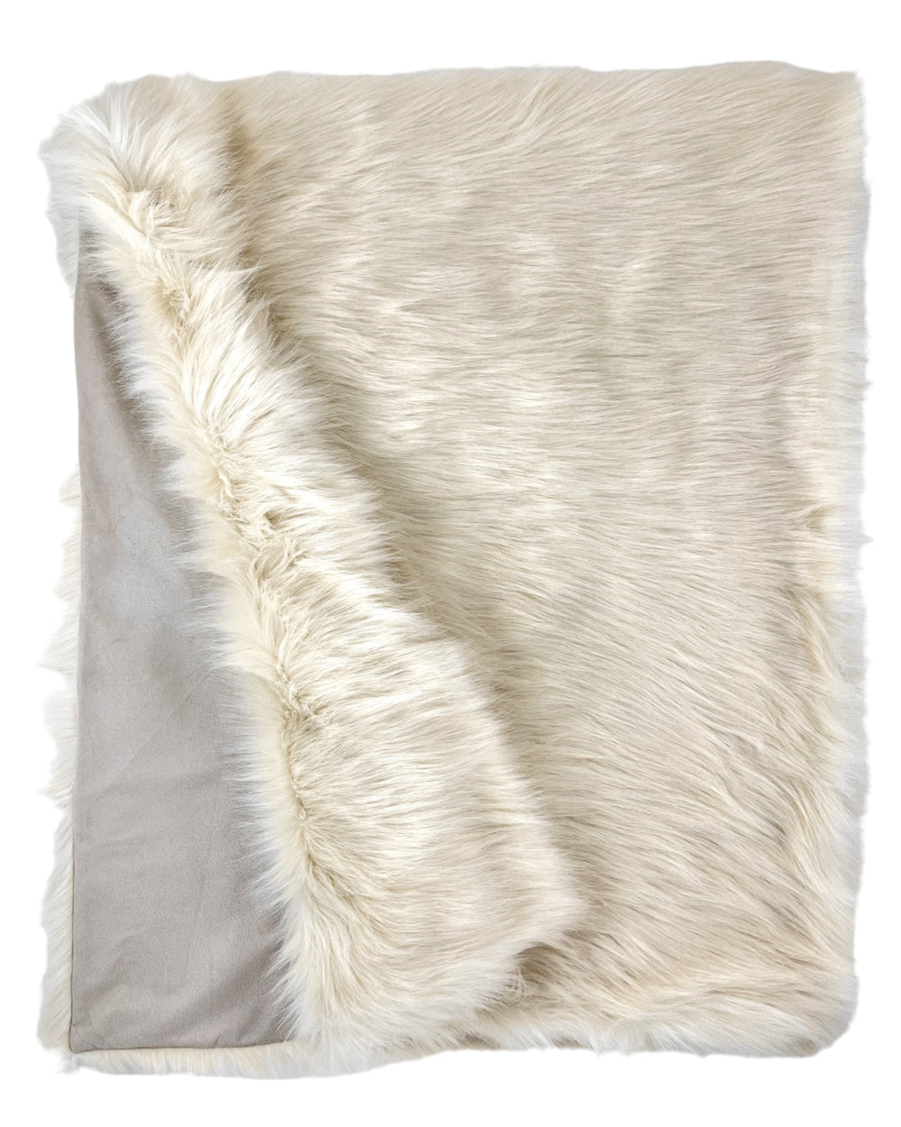 50" x 60" Royal White Long Hair Faux Fur Throw - Homeroots