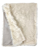 50" x 60" Royal White Long Hair Faux Fur Throw - Homeroots