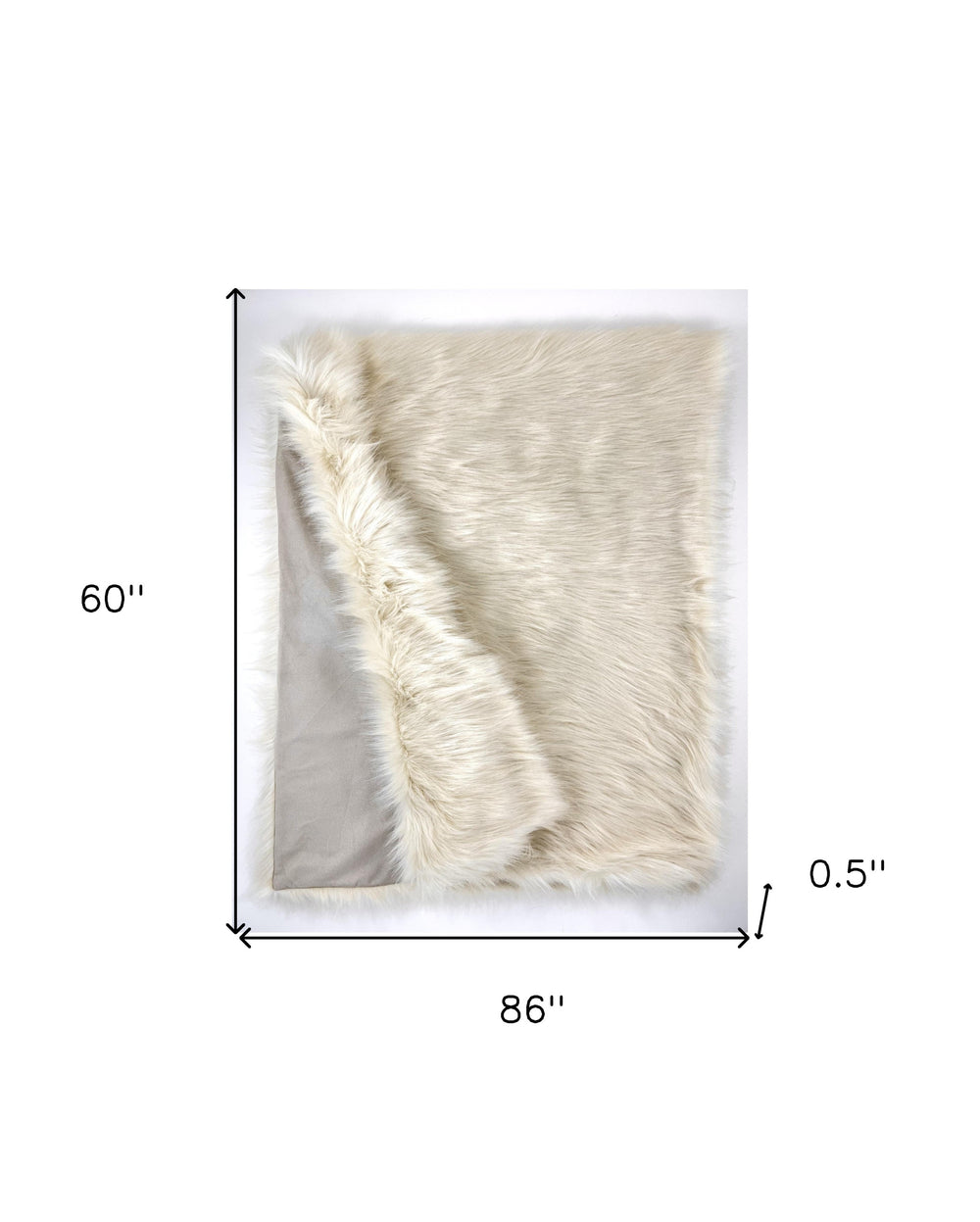 60" x 86" Royal White Long Hair Faux Fur Throw - Homeroots - Flyclothing LLC