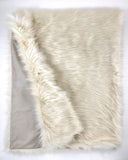 60" x 86" Royal White Long Hair Faux Fur Throw - Homeroots