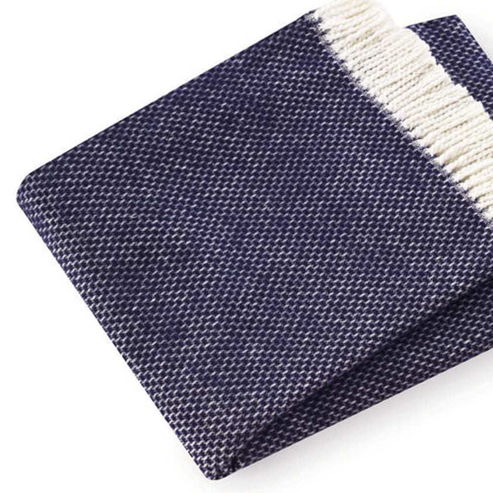 Soft Navy Blue Links Pattern Throw Blanket - Homeroots - Flyclothing LLC