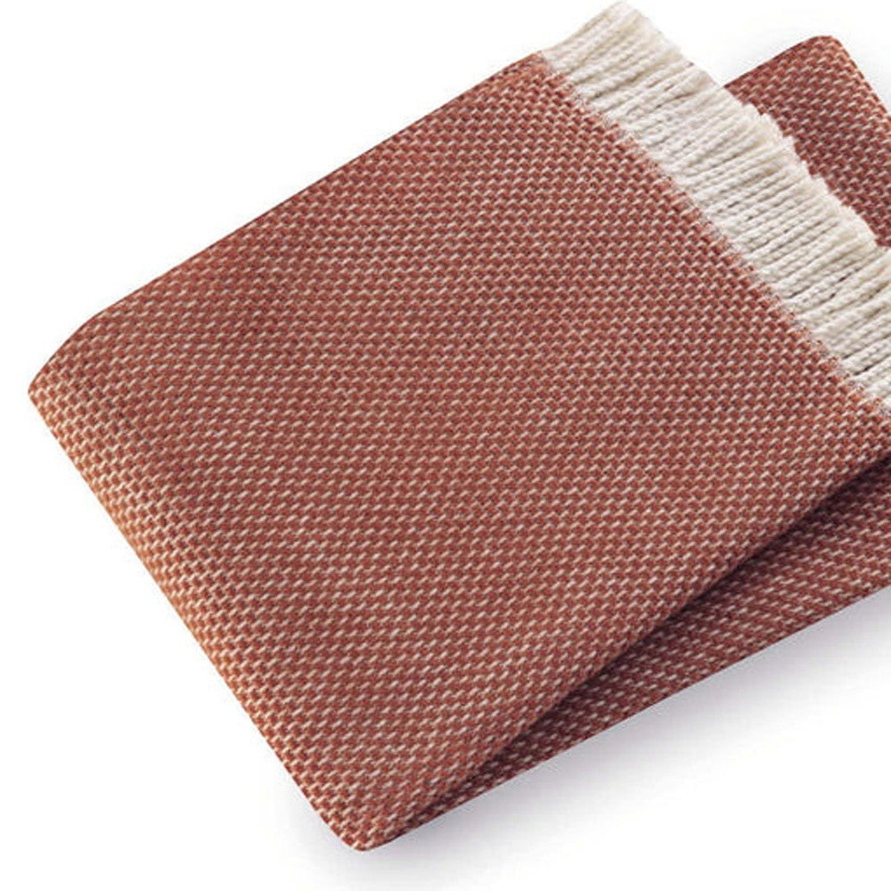70" X 55" Terra Cotta Woven Cotton Plush Throw Blanket - Homeroots - Flyclothing LLC