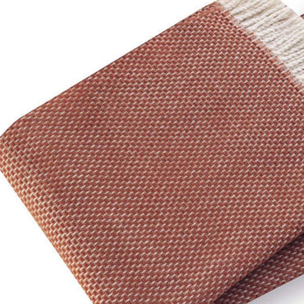 70" X 55" Terra Cotta Woven Cotton Plush Throw Blanket - Homeroots - Flyclothing LLC