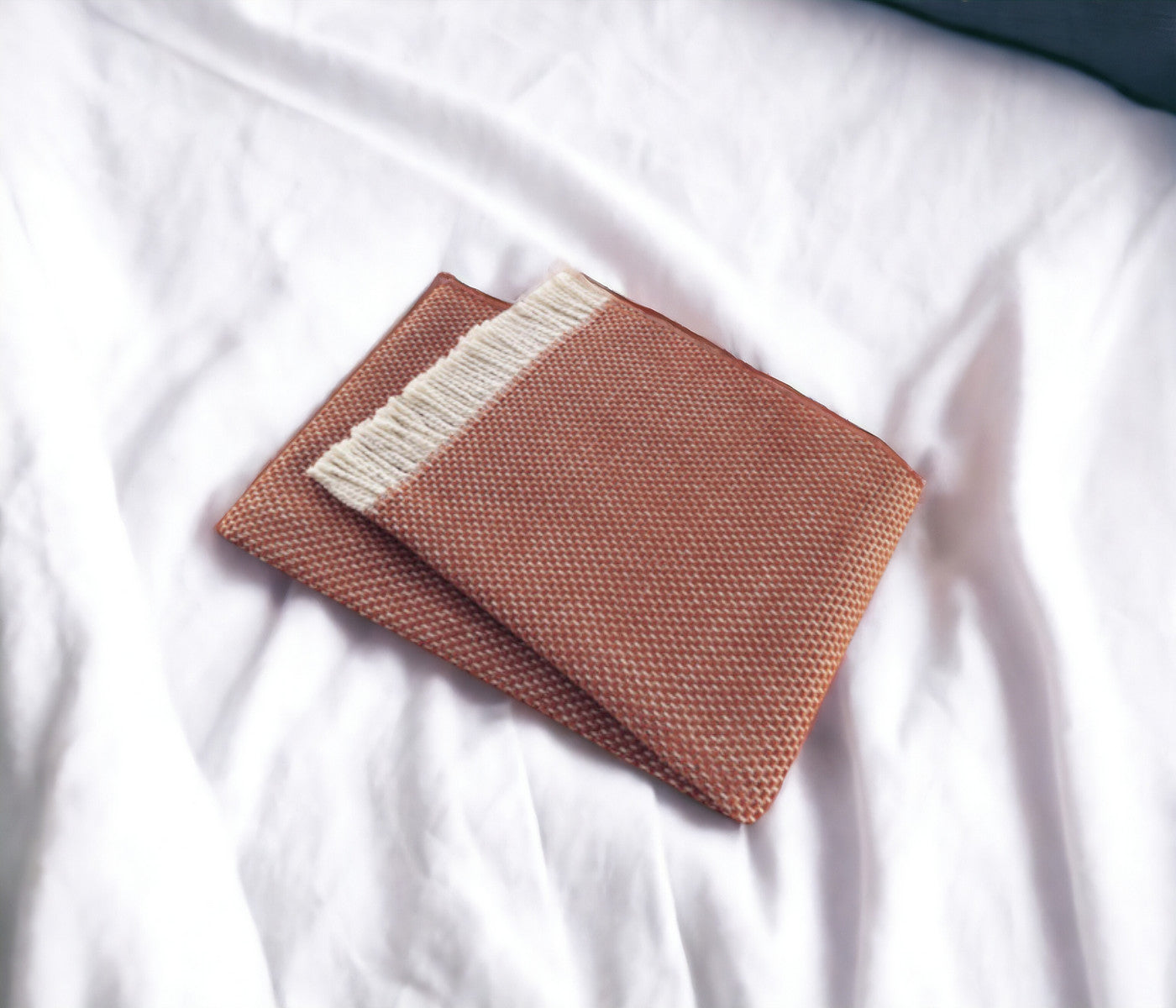70" X 55" Terra Cotta Woven Cotton Plush Throw Blanket - Homeroots - Flyclothing LLC