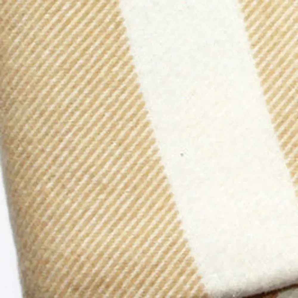 Plush Multi Beige Plaid Throw Blanket with Tassels - Homeroots - Flyclothing LLC