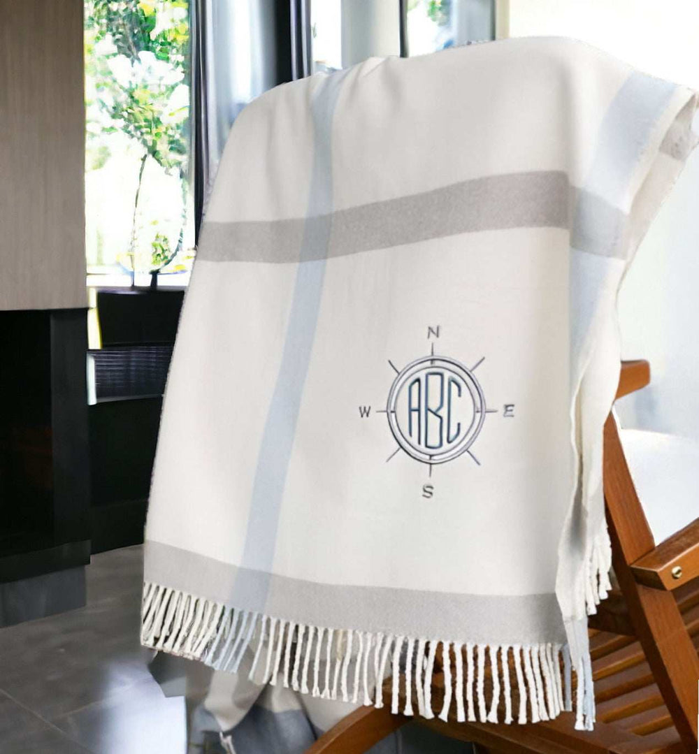 Plush Multi Blue Plaid Throw Blanket with Tassels - Homeroots - Flyclothing LLC