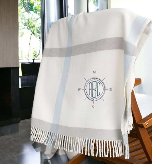 Plush Multi Blue Plaid Throw Blanket with Tassels - Homeroots - Flyclothing LLC