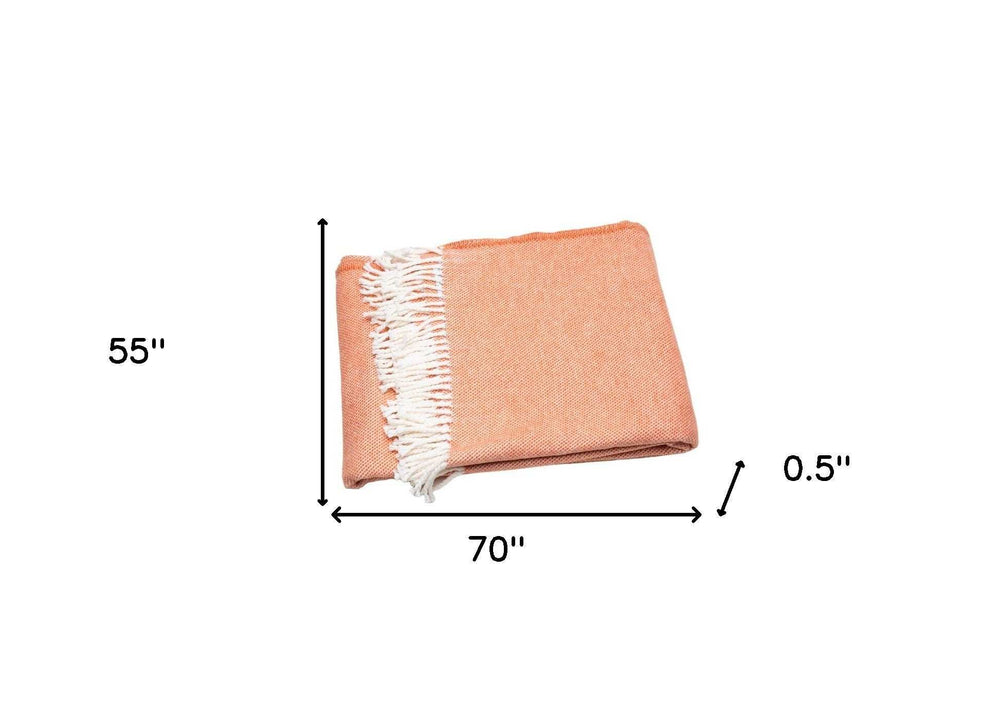 Coral Mini Dot Fringed Throw Blanket - Homeroots - Flyclothing LLC