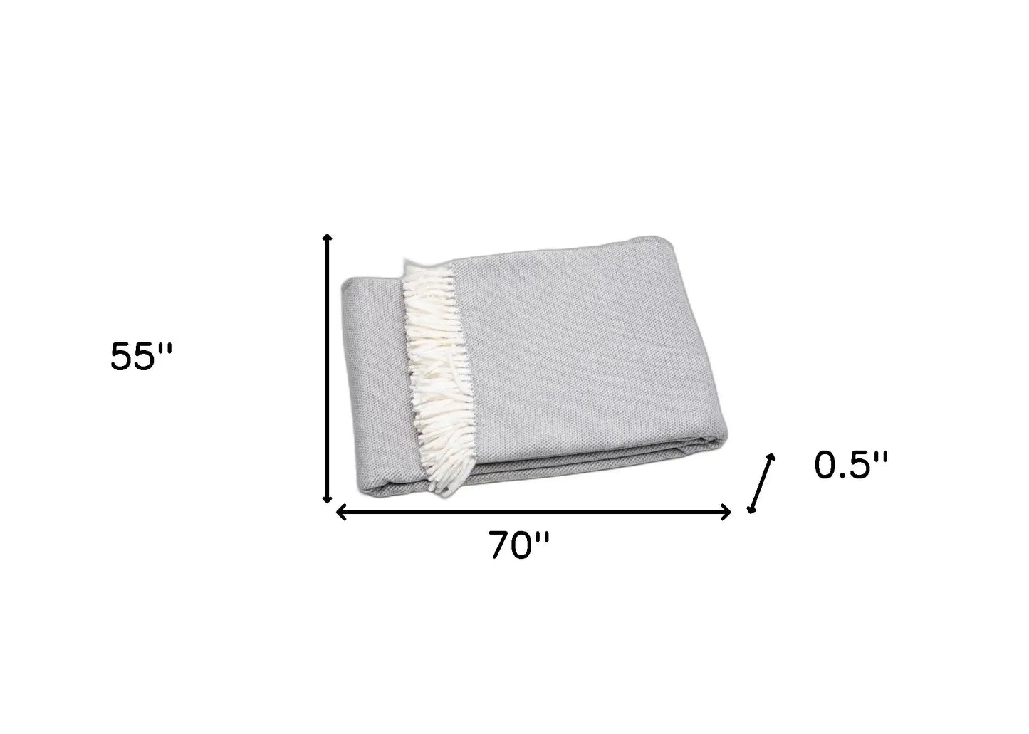 Light Gray Mini Dot Fringed Throw Blanket - Homeroots - Flyclothing LLC