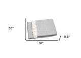 Light Gray Mini Dot Fringed Throw Blanket - Homeroots - Flyclothing LLC