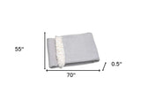Light Gray Mini Dot Fringed Throw Blanket - Homeroots - Flyclothing LLC
