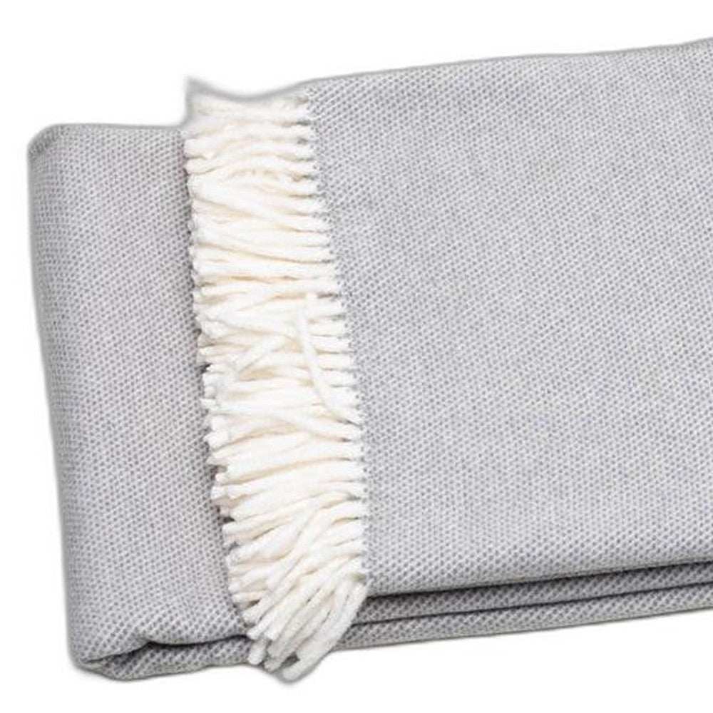 Light Gray Mini Dot Fringed Throw Blanket - Homeroots - Flyclothing LLC